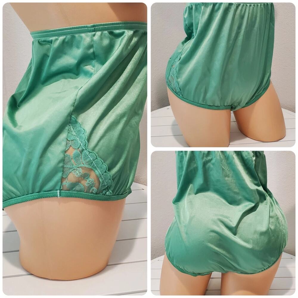 Vanity Fair Lace Nouveau Nylon Full Cut Panty Lace Shiny Irish Green 12/5XL